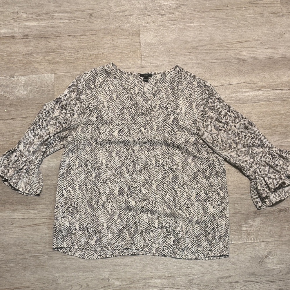Ann Taylor Factory Snakeskin Black and White Patterned Blouse